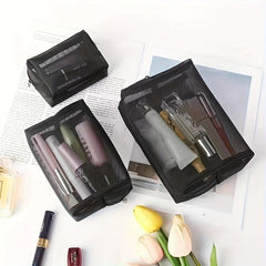 3pcs Mesh Makeup Bags Portable Toiletry Bag