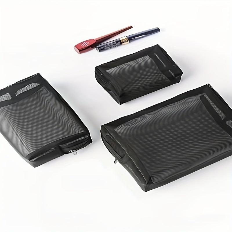 3pcs Mesh Makeup Bags Portable Toiletry Bag