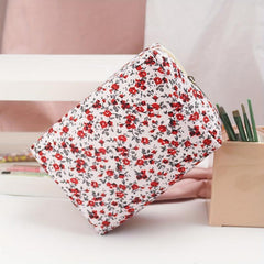 Floral Print Zipper Makeup Bag For Women Purse Cosmetic Bag Travel Toiletry Bag
