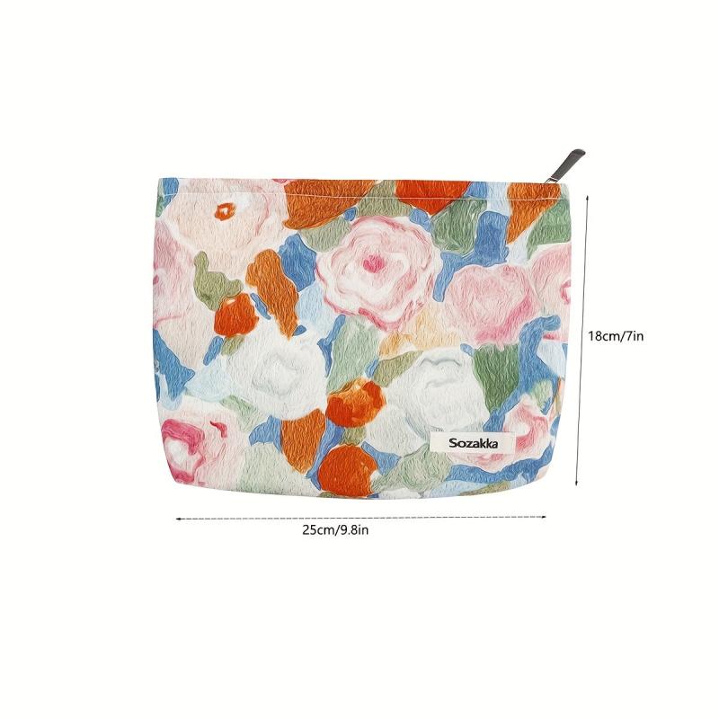 Colorful Flower Makeup Bag Portable Travel Storage Large Capacity