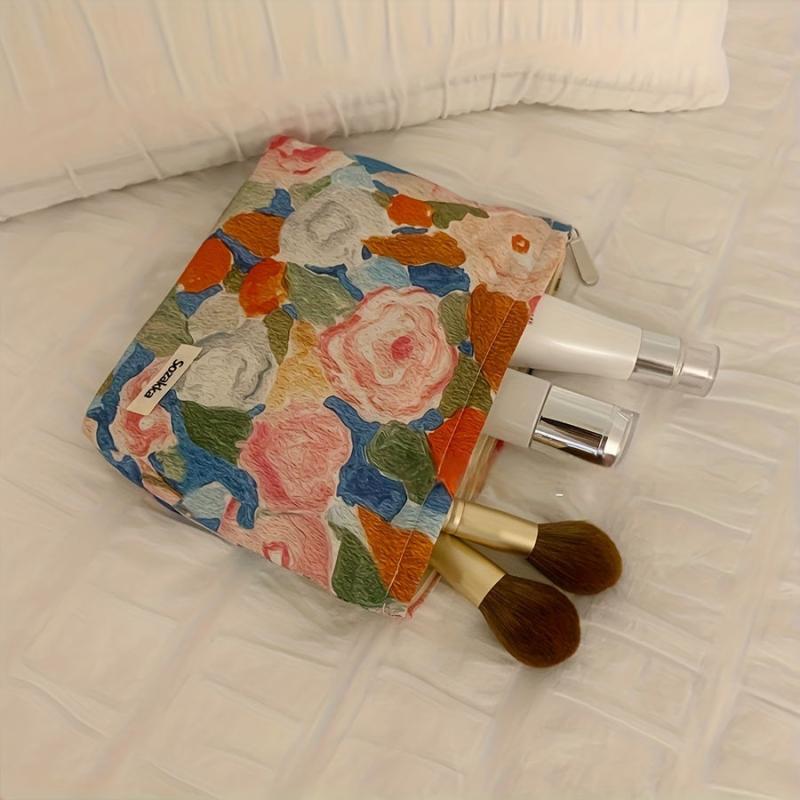 Colorful Flower Makeup Bag Portable Travel Storage Large Capacity
