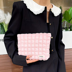 Pleated Candy Cosmetic Bag Y2K Accessories Make Up Bag