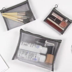 Transparent Mesh Cosmetic Storage Bag Set - Three Piece