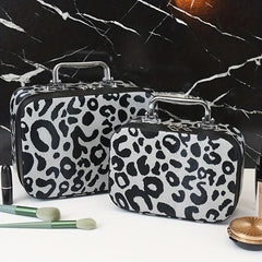 Leopard Print Makeup Train Case Large Capacity Organizer Bag
