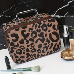Leopard Print Makeup Train Case Large Capacity Organizer Bag