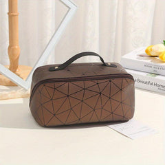 Geometric Pattern Travel Cosmetic Bag Large Capacity Makeup Bag