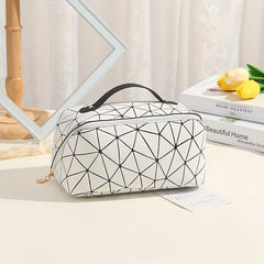 Geometric Pattern Travel Cosmetic Bag Large Capacity Makeup Bag