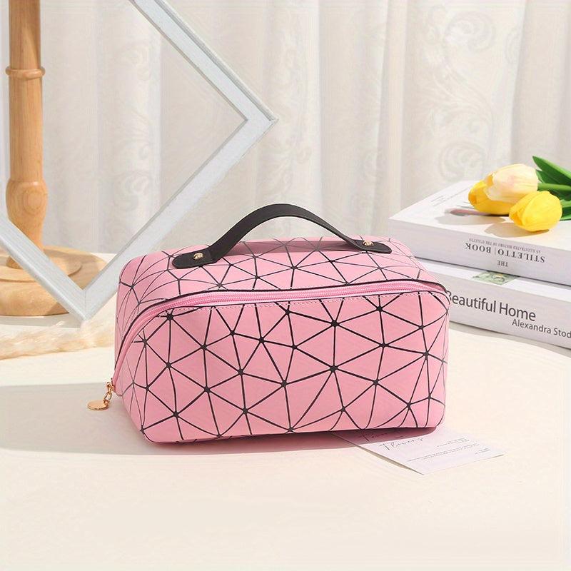 Geometric Pattern Travel Cosmetic Bag Large Capacity Makeup Bag