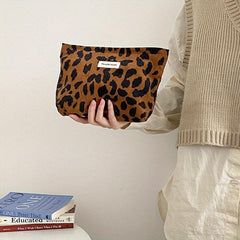 Roomy Corduroy Toiletry Bag for Women - Travel Makeup Pouch Organizer