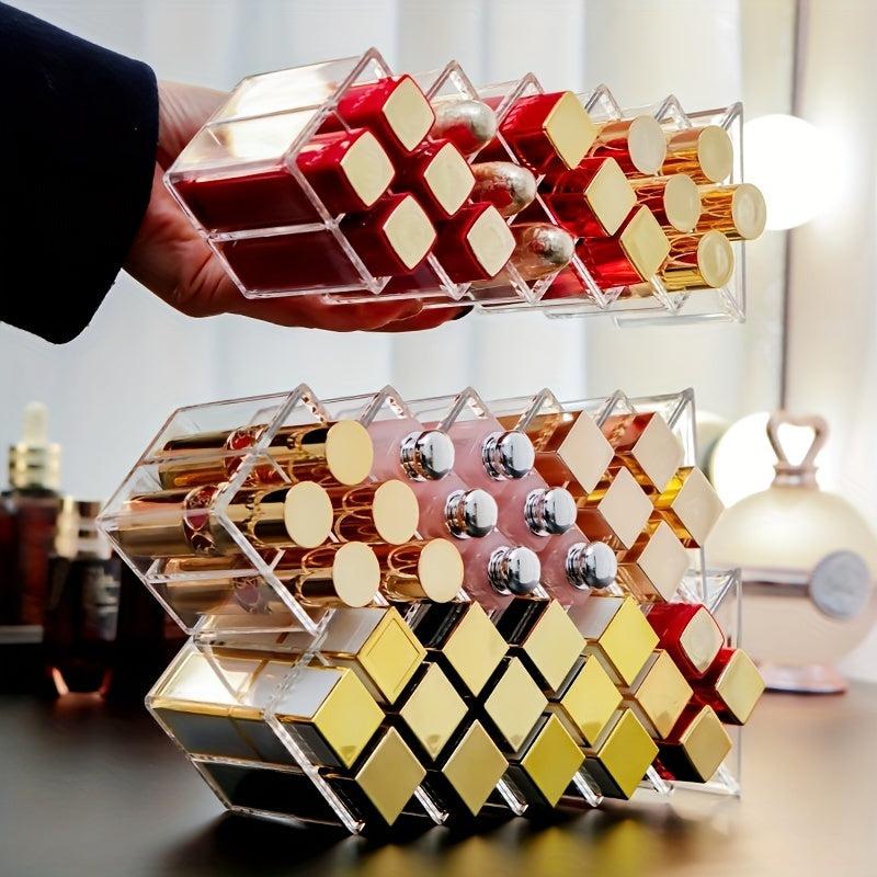 Acrylic Lipstick Holder Organizer 16 Spaces Desktop Lipgloss Storage Box