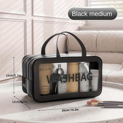 2 In 1 Large Clear Travel Toiletry Bag Makeup Cosmetics Skin Care Waterproof