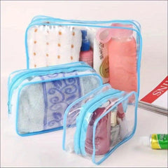 Travel Organizer Bath Toiletry Wash Storage Bag Red Zipper Clear Makeup Pouch