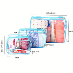 Travel Organizer Bath Toiletry Wash Storage Bag Red Zipper Clear Makeup Pouch