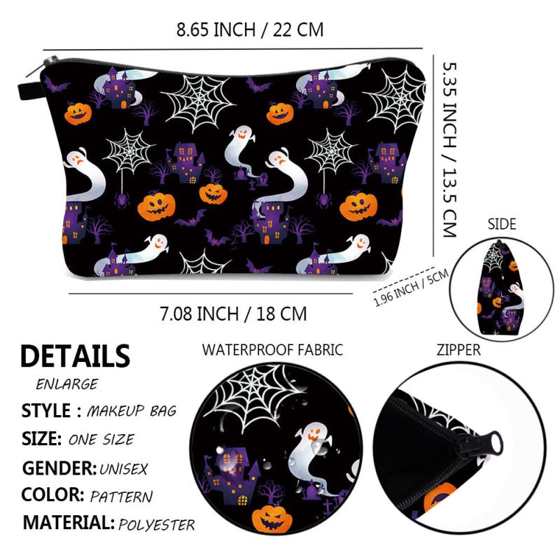 Halloween Zipper Pouch Travel Bag for Cosmetics and Makeup