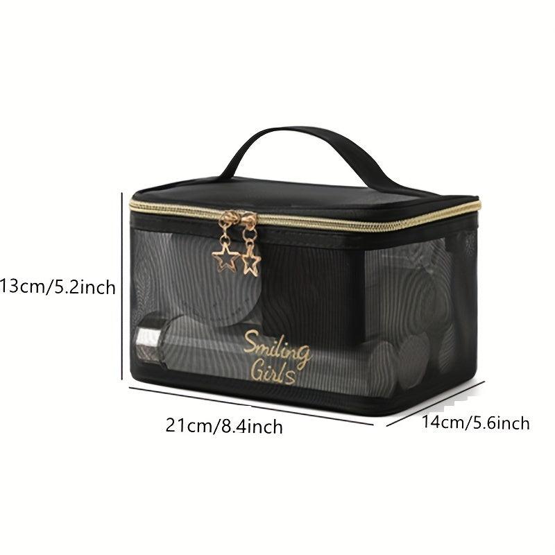 Breathable Mesh Clear Makeup Bag Nylon Makeup Pouch Portable Toiletry Bag