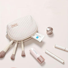Semicircle Cosmetic Bag PU Travel Makeup Pouch Portable Toiletry Bag