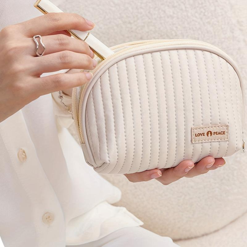 Semicircle Cosmetic Bag PU Travel Makeup Pouch Portable Toiletry Bag