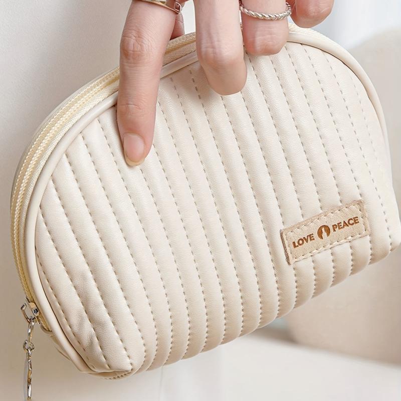 Semicircle Cosmetic Bag PU Travel Makeup Pouch Portable Toiletry Bag
