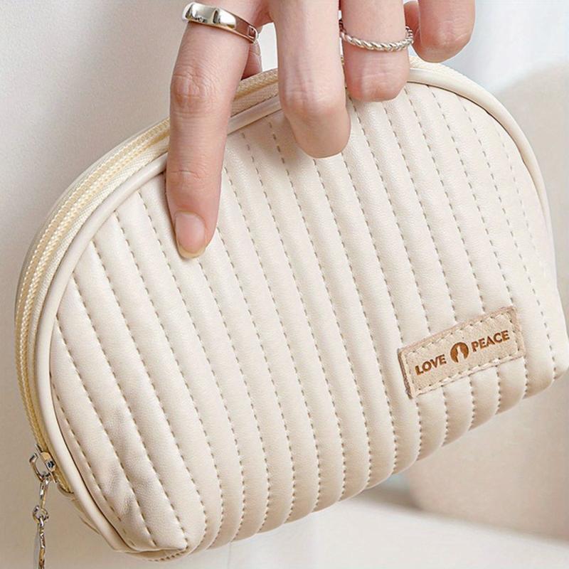 Semicircle Cosmetic Bag PU Travel Makeup Pouch Portable Toiletry Bag