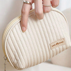 Semicircle Cosmetic Bag PU Travel Makeup Pouch Portable Toiletry Bag