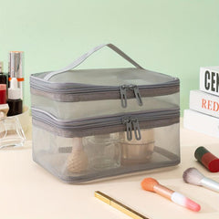 Double Layer Mesh Makeup Bag Large Capacity Organizer