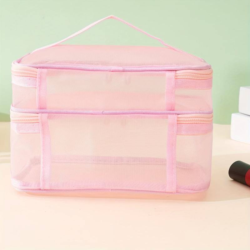 Double Layer Mesh Makeup Bag Large Capacity Organizer