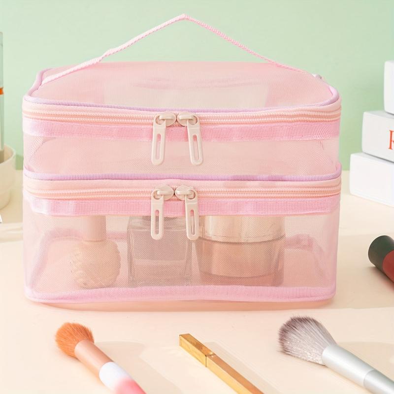 Double Layer Mesh Makeup Bag Large Capacity Organizer