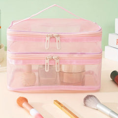 Double Layer Mesh Makeup Bag Large Capacity Organizer