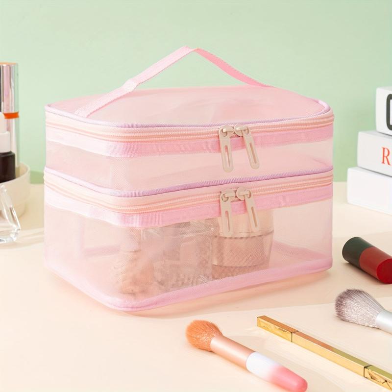 Double Layer Mesh Makeup Bag Large Capacity Organizer