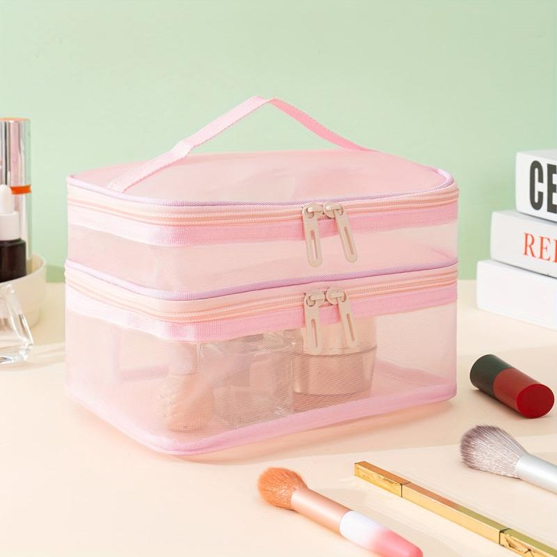 Double Layer Mesh Makeup Bag Large Capacity Organizer