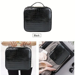 Travel Makeup Train Case Cosmetic Organizer Bag with Adjustable Compartments