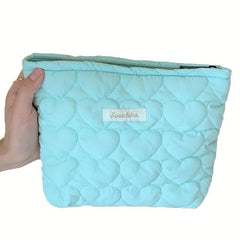 Quilted Cotton Makeup Bag Solid Travel Toiletry Zipper Handbag for Women