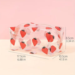 Cute Strawberry Pattern Clear Cosmetic Bag for Women