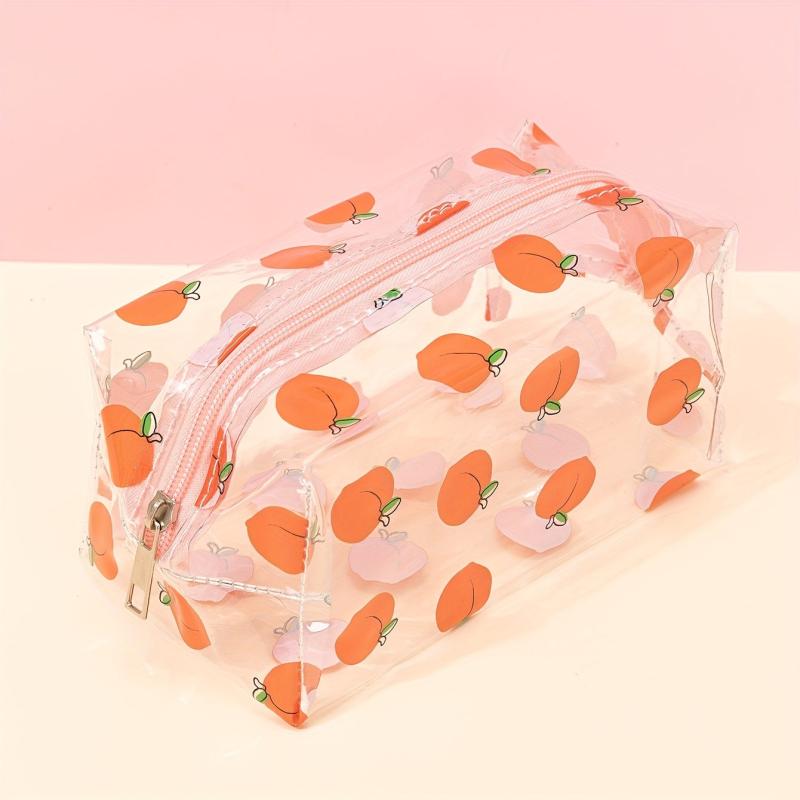Cute Strawberry Pattern Clear Cosmetic Bag for Women