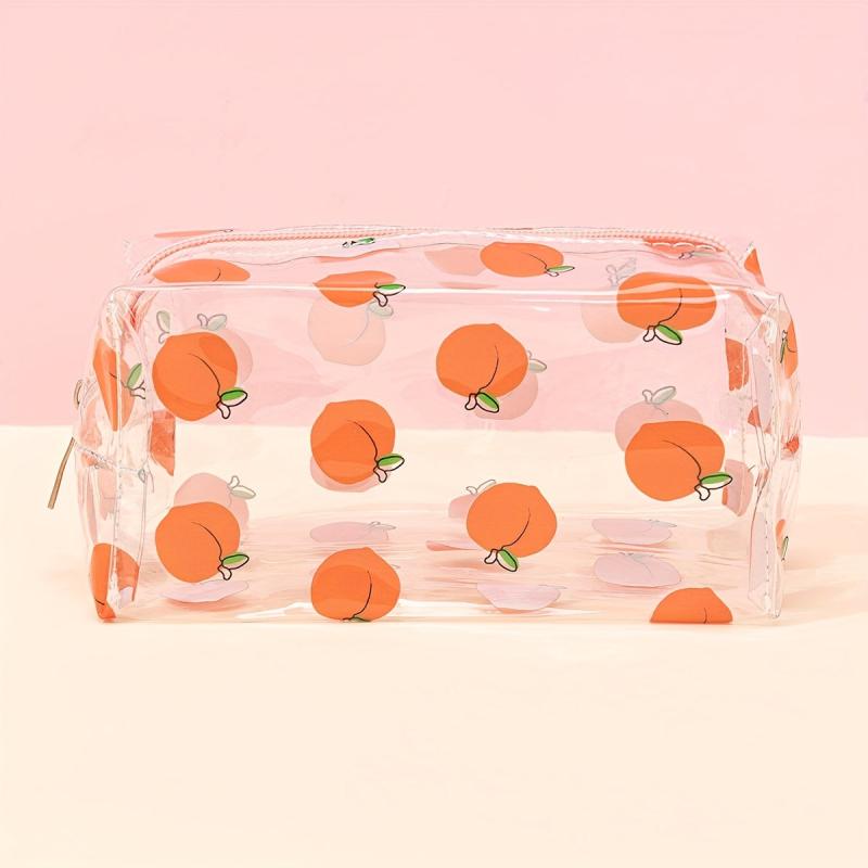Cute Strawberry Pattern Clear Cosmetic Bag for Women
