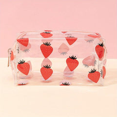 Cute Strawberry Pattern Clear Cosmetic Bag for Women