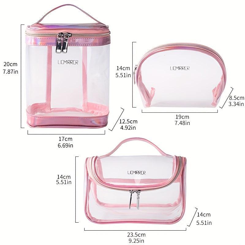 Clear Toiletry Bag Waterproof Travel Organizer Silvery Pink