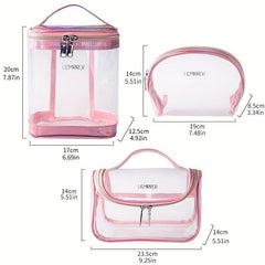 Clear Toiletry Bag Waterproof Travel Organizer Silvery Pink