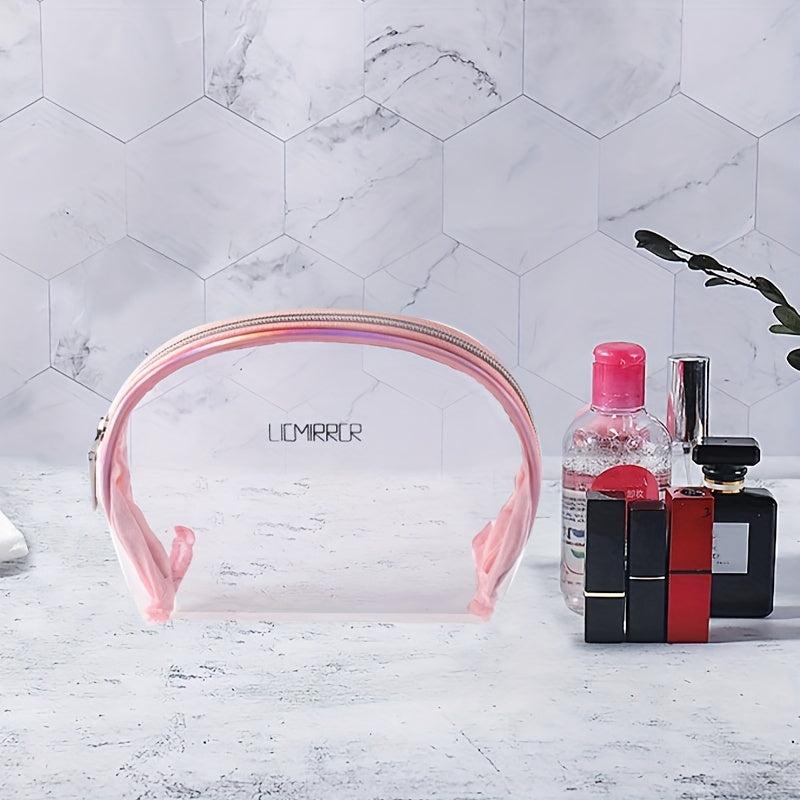 Clear Toiletry Bag Waterproof Travel Organizer Silvery Pink