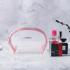 Clear Toiletry Bag Waterproof Travel Organizer Silvery Pink