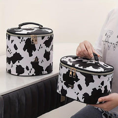 Cow Print Makeup Bag Travel Case Large Capacity Toiletry Bag With Handle