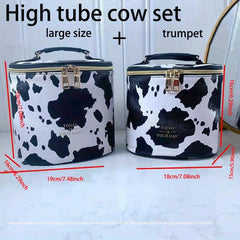 Cow Print Makeup Bag Travel Case Large Capacity Toiletry Bag With Handle