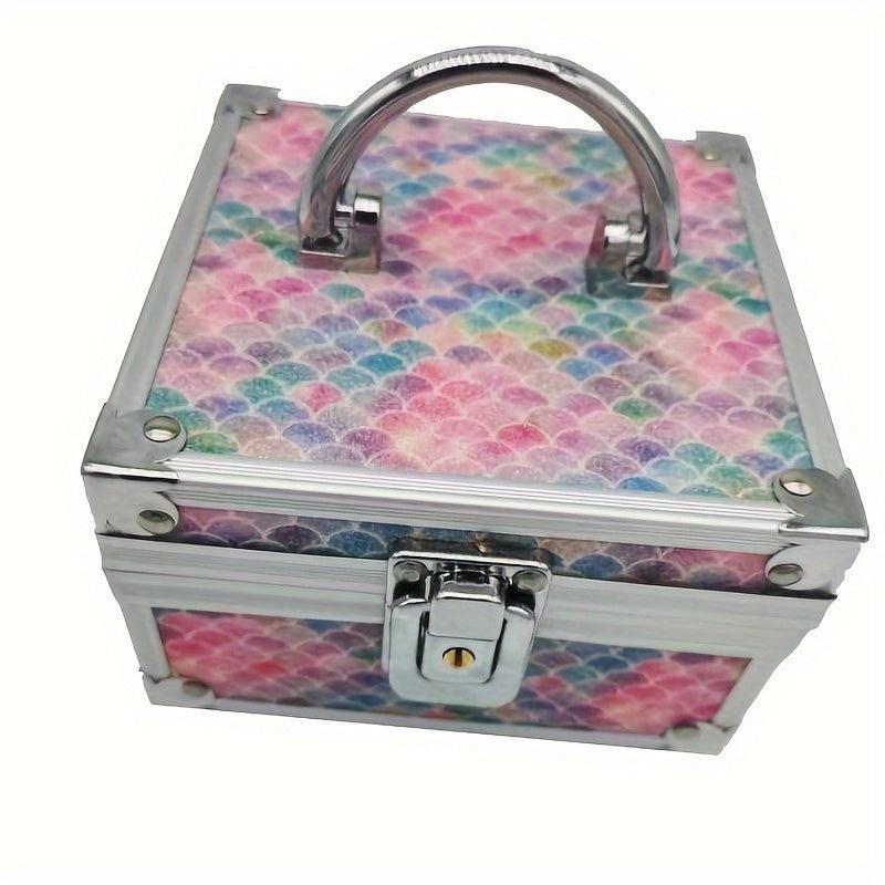 Travel Jewelry Box Aluminum Cosmetic Storage Box Makeup Organizer with Mirror