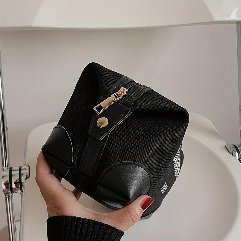 Letter Pattern Zipper Makeup Bag Canvas Makeup Pouch