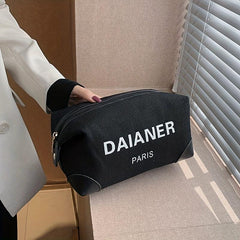 Letter Pattern Zipper Makeup Bag Canvas Makeup Pouch