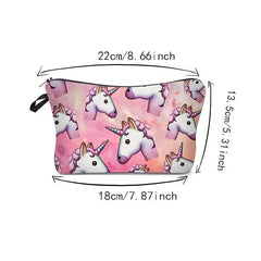 Unicorn Printed Makeup Bag For Purse Zipper Cosmetic Pouch