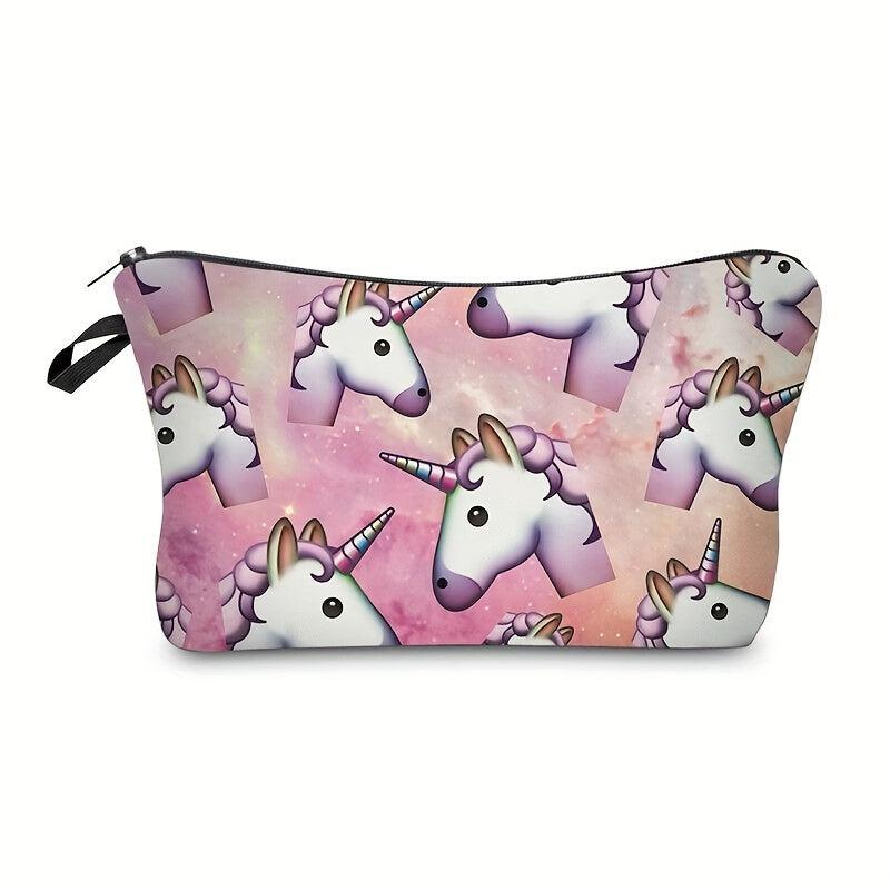 Unicorn Printed Makeup Bag For Purse Zipper Cosmetic Pouch