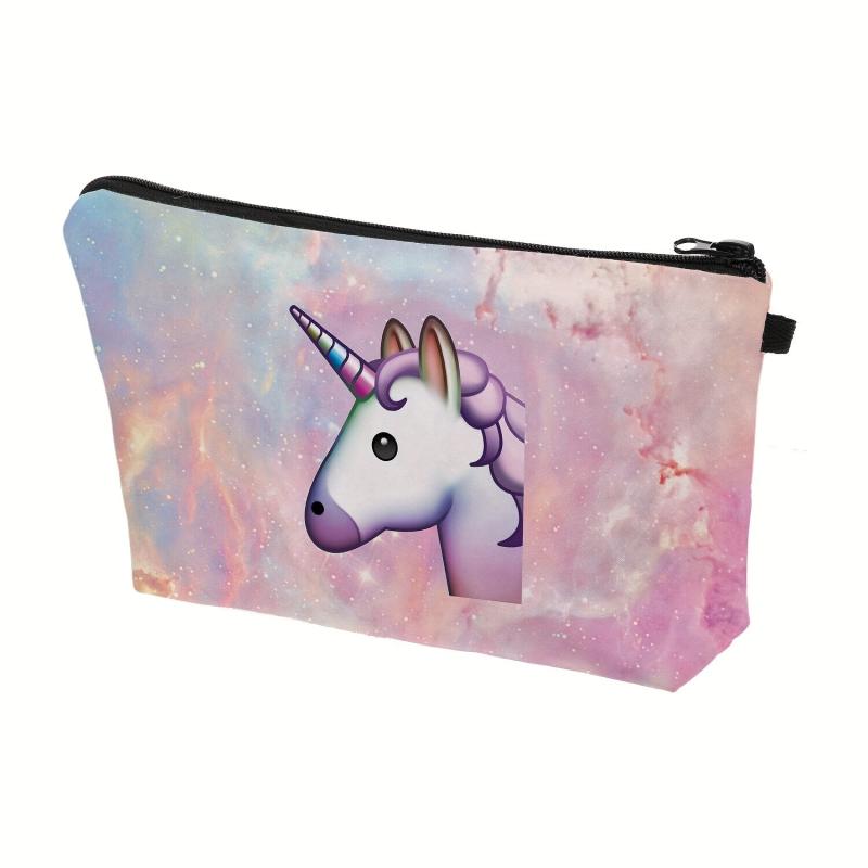 Unicorn Printed Makeup Bag For Purse Zipper Cosmetic Pouch