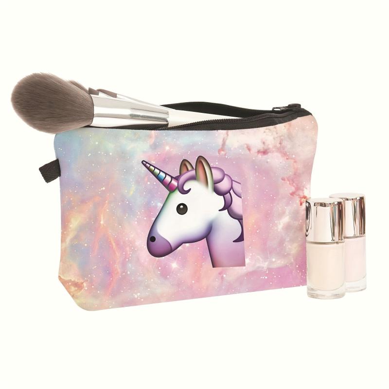 Unicorn Printed Makeup Bag For Purse Zipper Cosmetic Pouch