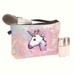 Unicorn Printed Makeup Bag For Purse Zipper Cosmetic Pouch